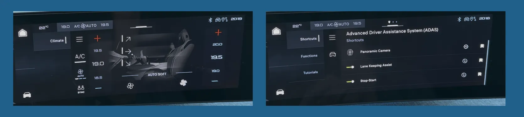 Many apps, like Climate (left) and Car (right), use the same template