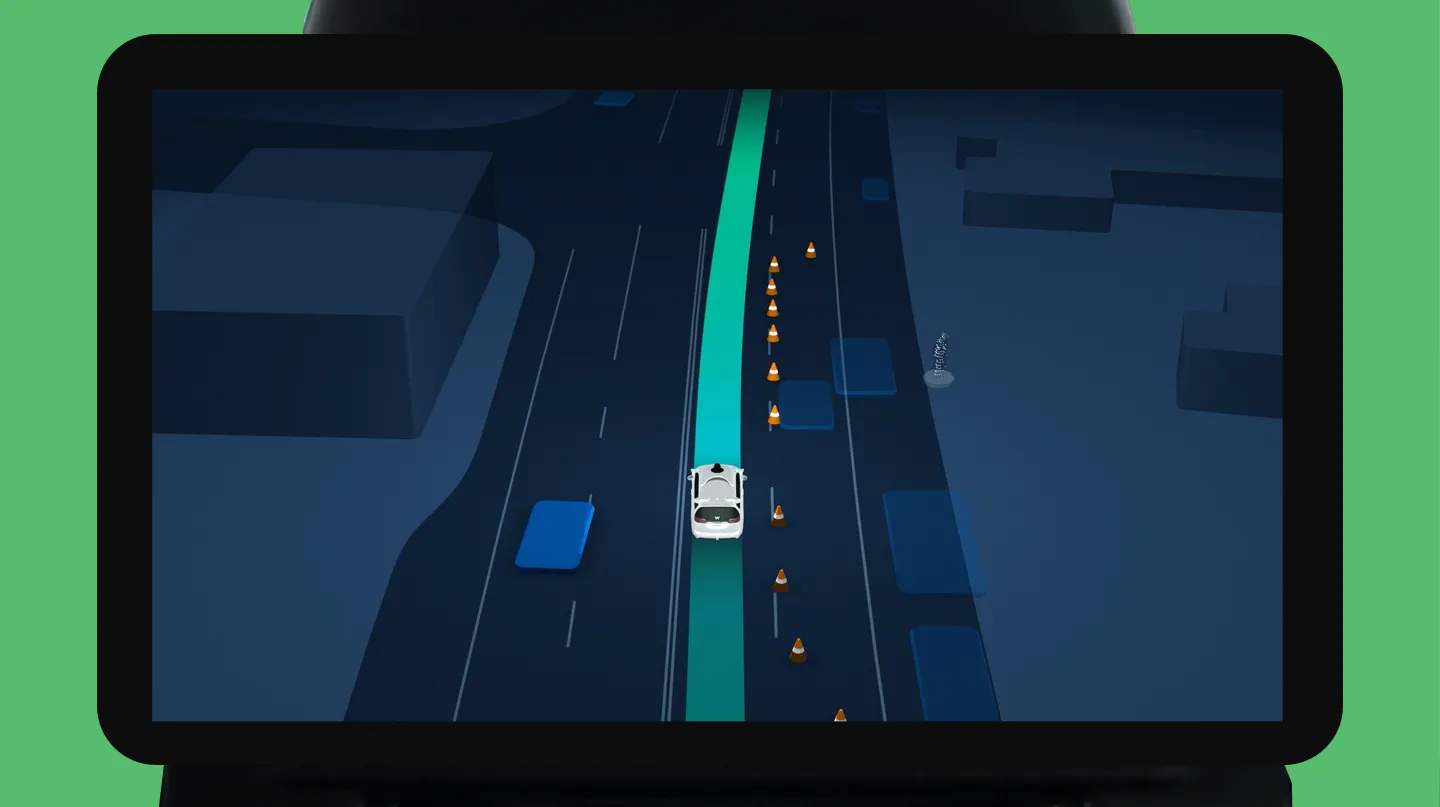 The interface shows traffic cones