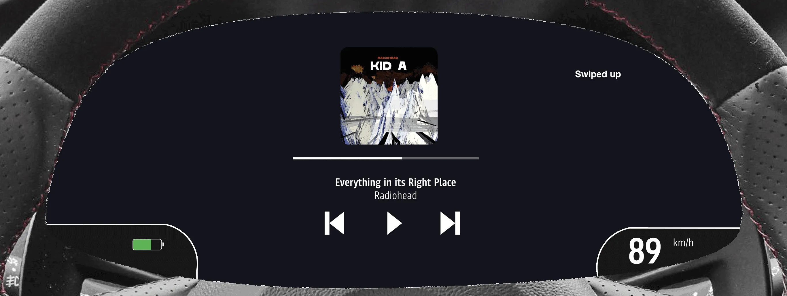 When a user swipes, a feedback message is displayed in the top right corner