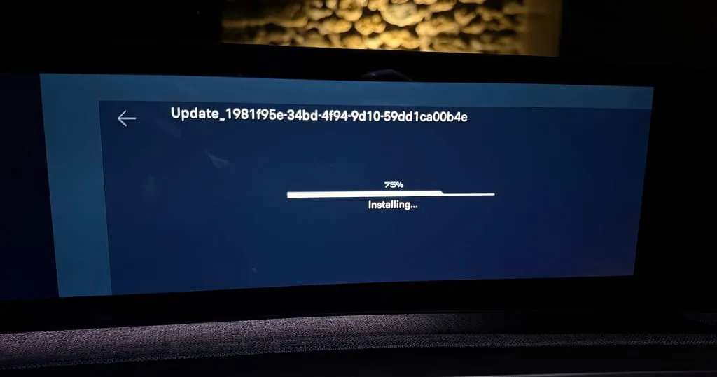 The update screen only contains a random string