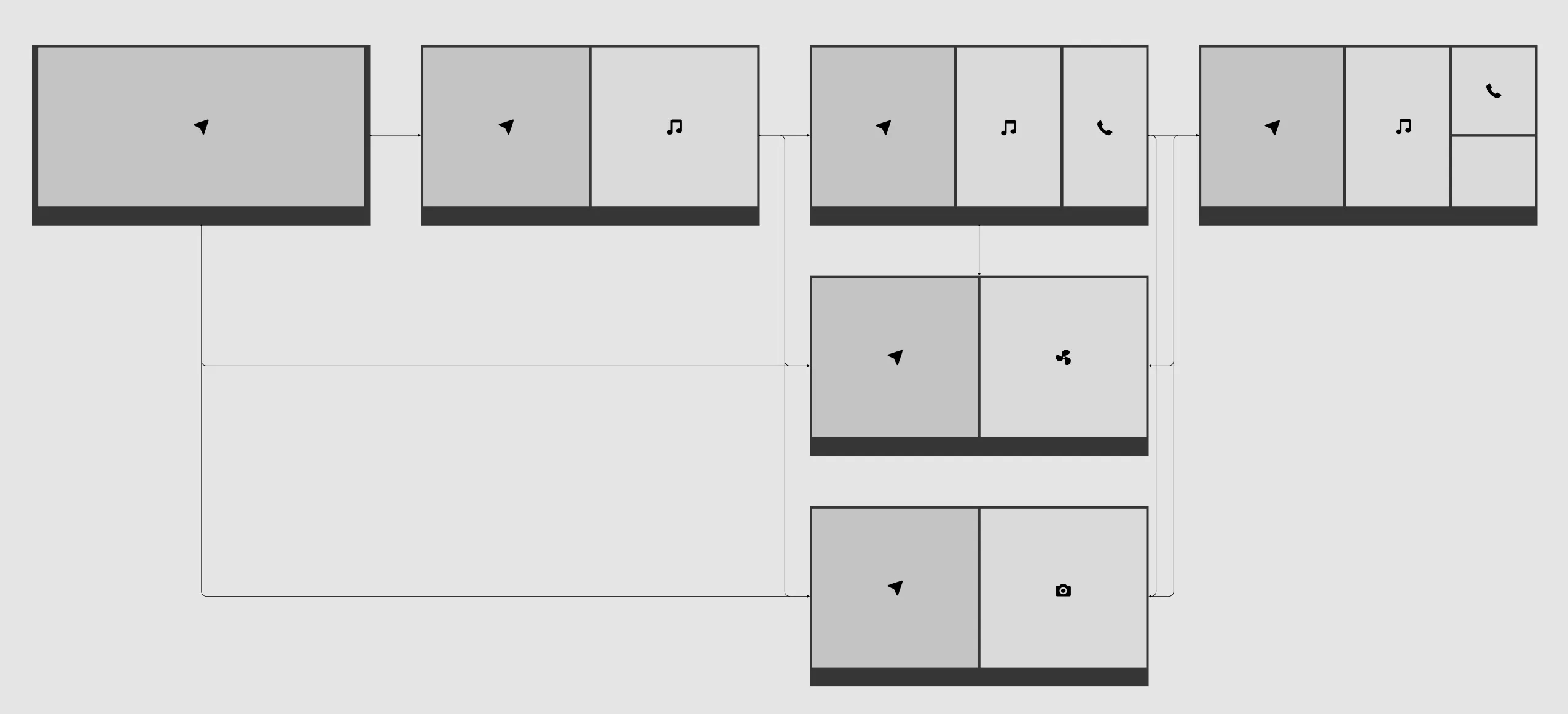 My rough wireframes of the window layouts