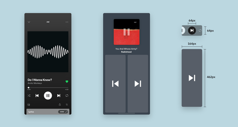 The Spotify app compared to the prototype