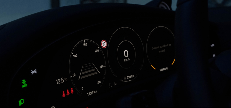 The OLED display of the Porsche Taycan