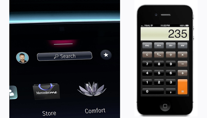 The search button has the same skeuomorphic design as early versions of iOS 