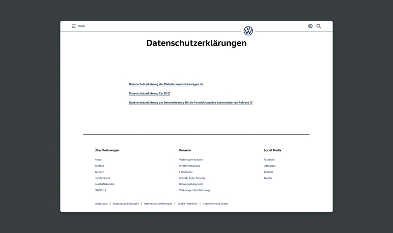 The privacy section on the German website