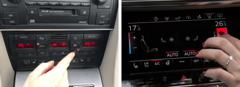 The touch climate controls of Audi closely resemble their 'old' physical controls