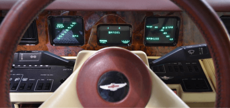 The digital instrument cluster of the 1974 Aston Martin Lagonda