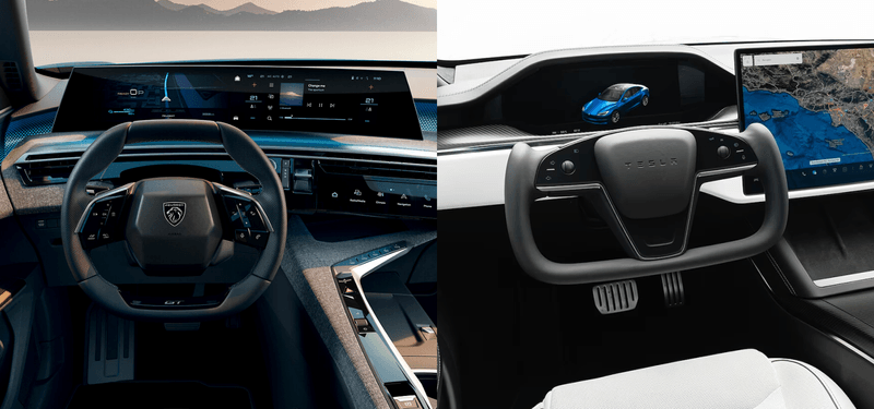 Peugeot and Tesla have unconventional interior layouts